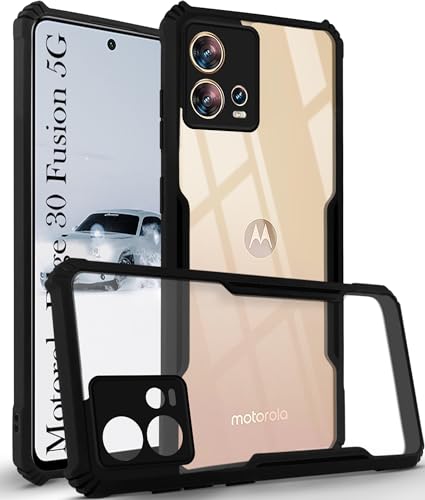 Image of Jkobi Back Cover Case for Motorola Moto Edge 30 Fusion (Shockproof with Polycarbonate Clear Panel | Professional Black)