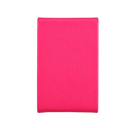 JuneLsy Business Card Holder Case - Professional PU Leather Business Card Case Metal Name Card Holder Pocket Business Card Carrier for Men & Women with Magnetic Shut (Y-Rose Red)
