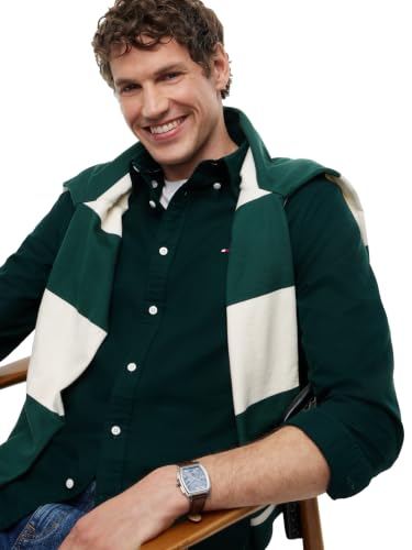 Image of Tommy Hilfiger Men's Long Sleeve Oxford Shirts in Regular Fit, Men's Button Down Shirts, Also Available in Big and Tall