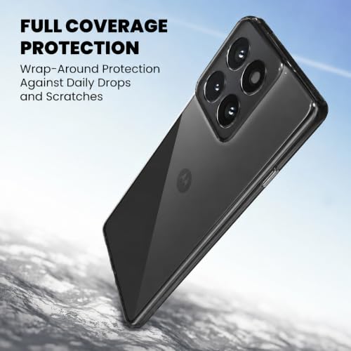 Image of VONZEE Compatible with Motorola Moto Edge 70 Pro 5G Back Cover Case Clear,[ Anti Yellow ][Military Grade Protection] Hard PC Back Cover Transparent-Black