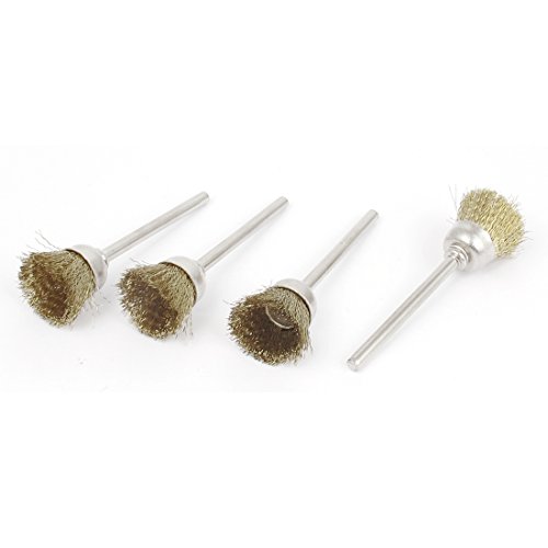 Aexit 13mm Dia Wire Wheels & Brushes Gold Tone Brass Wire Polishing Brushes Jewelry Cleaning Buffing Wheel Power Brus Tools 4pcs