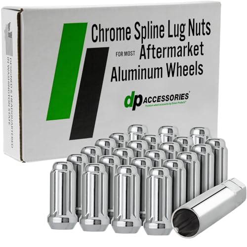 Image of DPAccessories Lug Nuts Compatible with 2018-2025 Jeep Wrangler | Chrome Spline Style | Aftermarket Aluminum Wheels Only | Set of 23 Wheel Nuts & 1 Tool | DJEWRA04A-CH /1