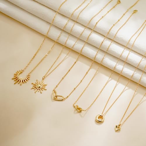 Gold Necklace for Women - 18K Really Gold Filled Sun Knot Heart Infinity Pendant Necklace Dainty Pendant Choker Necklaces Birthday Gifts Waterproof Good Jewelry for Women 7