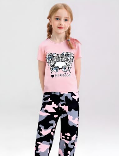 Image of Girl Clothes Cute Cool Girl Tops Splicing Pants 2 Piece Girls Summer Outfits 6-14 Years