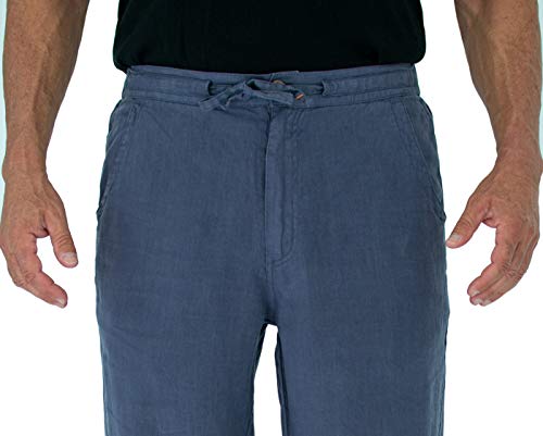 short fin Men's 100% Linen Drawstring Pants with Elastic Waistband3