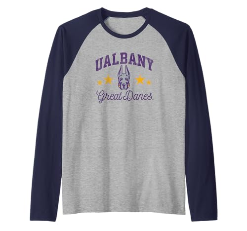 University at Albany Great Danes Logo Raglan Baseball Tee