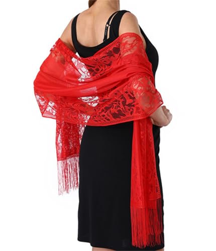 HeiBai Xiong Lace Shawl Women Sheer Mesh Fringe Vintage Boho Banquet Wraps2