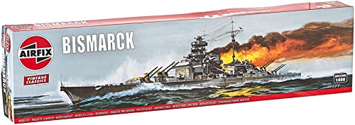 Airfix Bismarck 1:600 Vintage Classics Military Naval Ship Plastic Model Kit A04204V, Small...