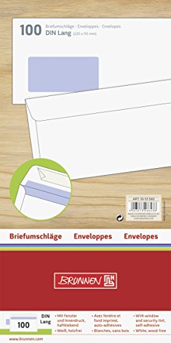Preisvergleich Produktbild BRUNNEN 1053560 Briefhülle (DIN Lang, 220 x 110 mm, selbstklebend, Fenster vorhanden, 70 g / qm)