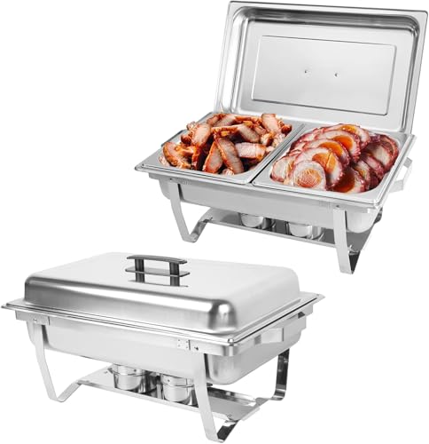 Chafing Dish Buffet Set 11L Catering Server Chafer Food Warmer Stainless Steel Stove With 2 Layer food warmer serving with Lid Serving Dishes For Restaurant Party Wedding Hotel Chef Heater