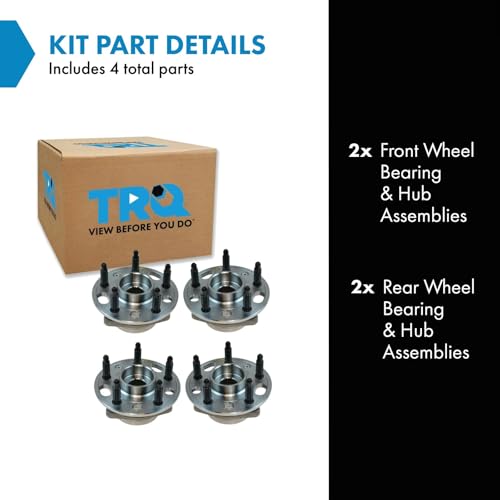 Image of TRQ 2 Piece Front Rear Wheel Bearing & Hub Assembly Set Compatible with 2010-2016 Buick Lacrosse 2011-2017 Regal 2013-2017 Cadillac XTS 2014-2020 Chevrolet Impala 2013-2015 Malibu 2016 Malibu Limited