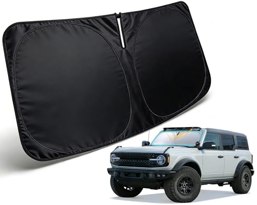 Image of Windshield Sun Shade Custom Fit for Ford Bronco 2021-2026 | Custom Fit Car Front Window Sun Visor & Heat Shield, 420D Sunshade Protection Blocks UV Rays Keep Your Car Cooler