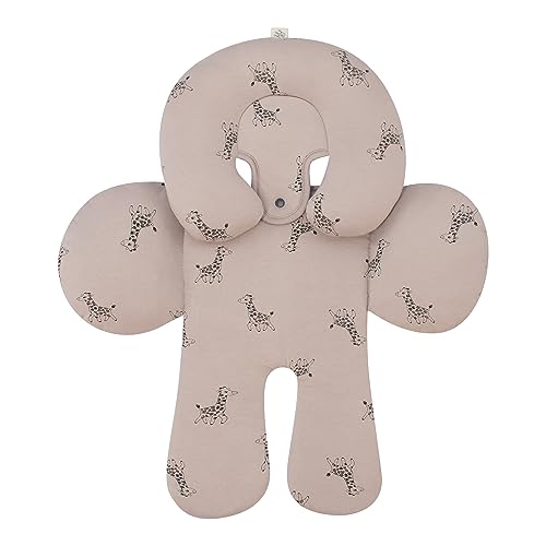 JYOKO Kids Sitzverkleinerer Antiallergikum Universal Baby 100% Baumwolle (Giraffe, Enthält eine Kopf- und eine Körperstütze, 2 Stück)