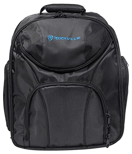 Rockville Dj Laptop/Gear Travel Backpack Bag W/ Headphone Compartment+Dividers, Black #TOP1