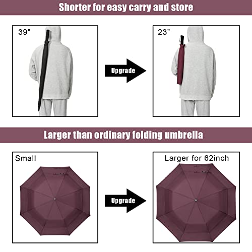 Image of G4Free 62 inch Portable Golf Umbrella Automatic Open Large Oversize Vented Double Canopy Windproof Waterproof Sport Umbrellas | Windproof Heavy Duty Umbrella, Automatic Open, Sport Umbrella, Durable, Waterproof Stick Umbrella, for Rain, for 2 People