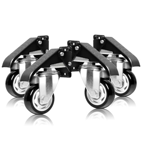 POWERTEC Workbench Caster Kit Set of 4 with Side Mounting Options & 400 lbs Loads, 3 Inch Retractable Stepdown Caster Wheels for Workbenches, Tables, Stands and Equipments (17001)