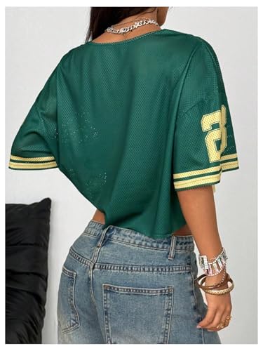 Image of RoseSeek Women's Lace Mesh Jersy Shirts V Neck Off Shoulder Crop Tops Tee