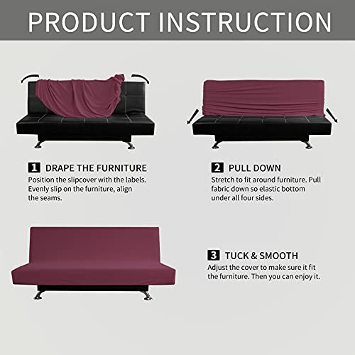Image of Easy-Going Stretch Medium Futon Slipcover Armless Futon Cover ASH Rose