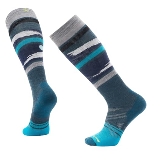 Smartwool Mens Ski Full Cushion Midnight Ski Pattern Over The Calf Socks Twilight Blue Large