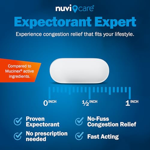 NUVICARE Expectorant Mucus Relief 400mg - Guaifenesin 400mg Tablets - Fast Chest Congestion Relief for Adults - Compare to Mucinex Tablets - Generic Mucus Clear for Phlegm and Congestion (100 Count)