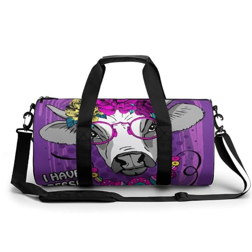 Sac de sport gym imprimé vache 45x23x23cm pour voyage et week-end