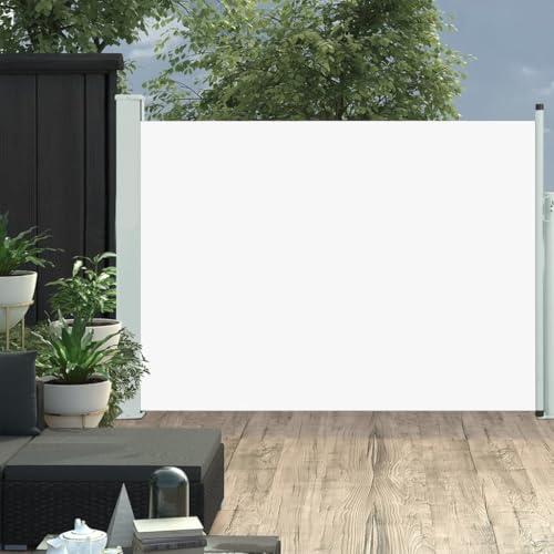 IKAYAA Toldo Lateral Retráctil, Pantalla Enrollable, Protector Solar, Viento, Toldos Exterior Terraza, Privacidad para Jardin, Balcón, Terraza, 120 x 500 cm Crema