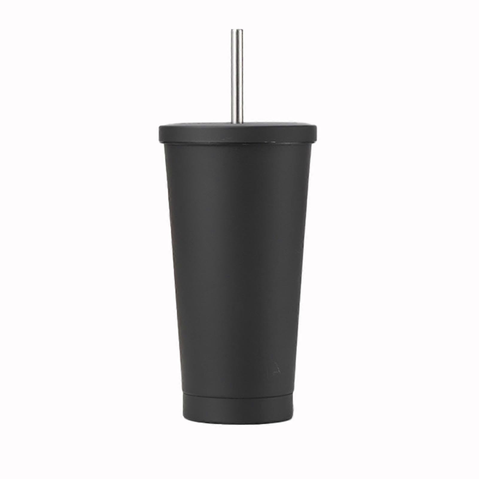 JOYHAPPST Stainless Steel Double Insulation Cup Vacuum Straw Cup With Lid Reusable Wide Mouth Travel Cup for Outdoor Sports