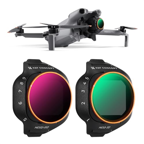 Image of K&F CONCEPT Variable ND Filter Set Compatible with DJI Mini 5 Pro, ND2-32 | ND32-512, 1-5 Stops + 5-9 Stops Light Reduction Multicoated HD Optical Glass Drone Camera Lens Accessories