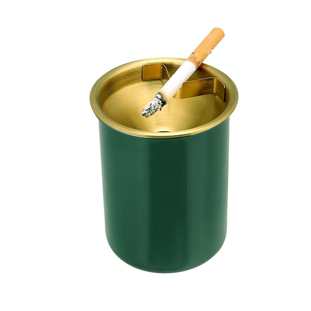 Gthtuhfd Ash Tray 7.5 * 9.5Cm Funnel Ashtray Stainless Steel Home Office Bedroom With Cover Ashtray For Outside Patio