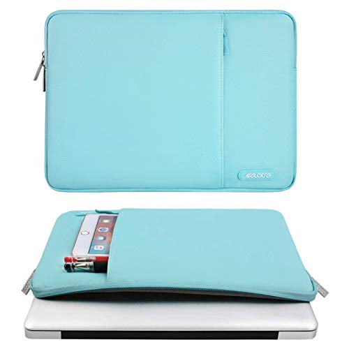 Image of MOSISO Laptop Case 13.3 inch, 13-13.3 inch Laptop Sleeve Compatible with MacBook Air /Pro 13 /Pro 14 M5 M4 M3 M2 M1, HP Dell ASUS Lenovo,Polyester Vertical Computer Sleeve Bag with Pocket, Turquoise