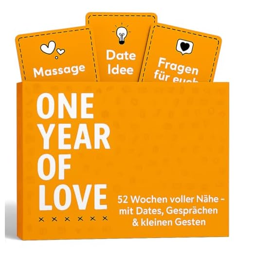 Paarbox » One Year of Love « | 52 spontane Date Ideen für Paare | Hochzeitstag Geschenk für Männer und Frauen | Romantisches Valentinstag und Jahrestag Geschenk für Partner