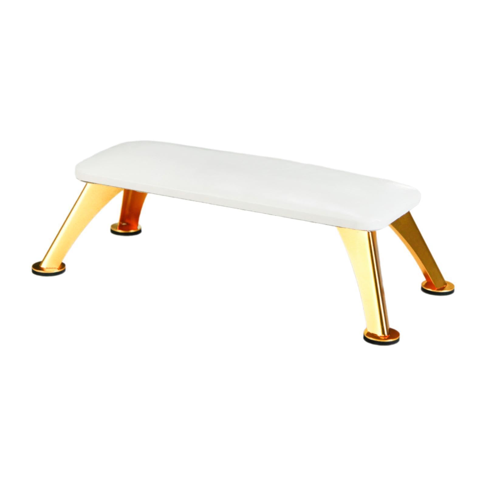 predolo Reposamanos para Manicura de Uñas, Almohada de Mano, Herramienta de Manicura, Tapete para Mesa de Uñas, Tecnología, Suministros de Uñas para Mujeres, blanco con pata dorada