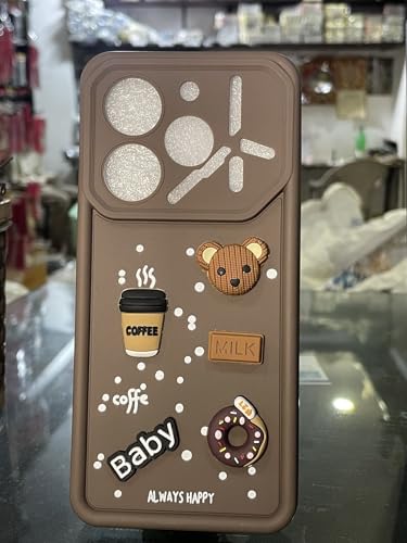 Image of Bintage Ball Bear| Donut| Milk Cake| Baby| Coffee Rubber Case Full Body & Camera Protection Back Cover Compatible for Tecno Pova 6 Pro 5G - Brown