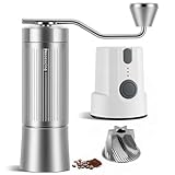2-in-1 Coffee Grinder, Manual/Electric Coffee Bean Grinder for Home Use & Portable, Conical Burr Coffee Grinder, Detachable & Quiet, 16 Grinding Settings for French Press, Drip, Mocha, Espress（Silver）