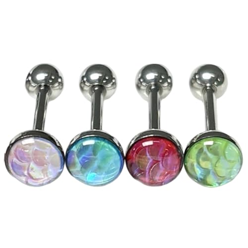 XUKZIMA Pack de 4, Titanio rosca interna, Body Piercing, oreja, nariz, labio y tragus, Barras con respaldo plano