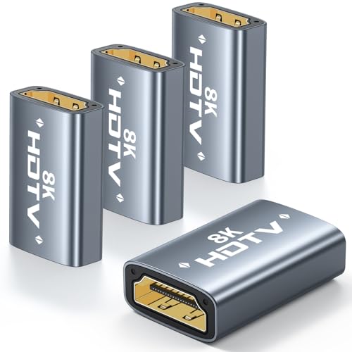 Acoplador HDMI 8K AreMe pack de 4 adaptadores hembra a hembra de aluminio