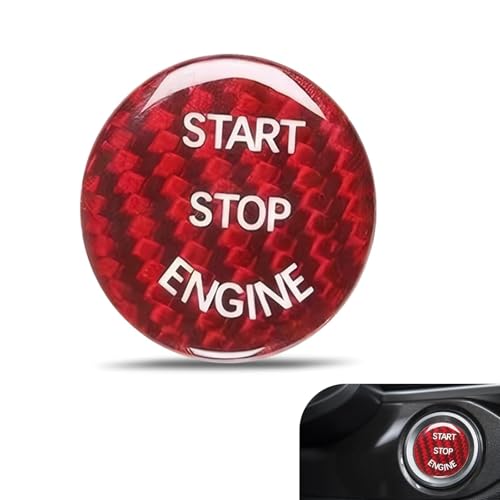 Cuymoap Car Push Start Button Cover, Carbon Fiber Sporty Engine Ignition Switch Sticker, Anti-scratch Waterproof Protective Film, Universal Self-adhesive Decoration for 0.98-1.02