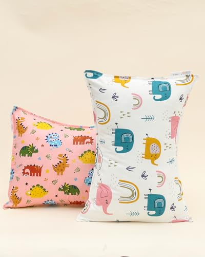 Image of ALVABABY Toddler Pillowcases 2 Pack Organic Cotton Fit 13 inchx 18 inch or 12 inchx16 inch Kids Pillow Cover Envelope for Girl Boy Travel(Pillowcase Only)