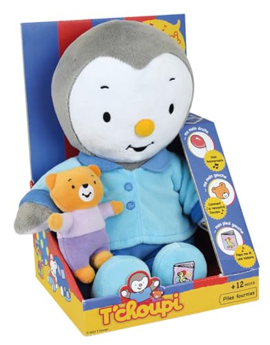 Jemini | Peluche Interactive T’choupi | Licence Officielle | 3 Histoires Audio | Zones Tactiles pour Déclencher les Histoires | Doudou D'Éveil | Piles Fournies | Idée Cadeau Enfant Dès 12 mois +