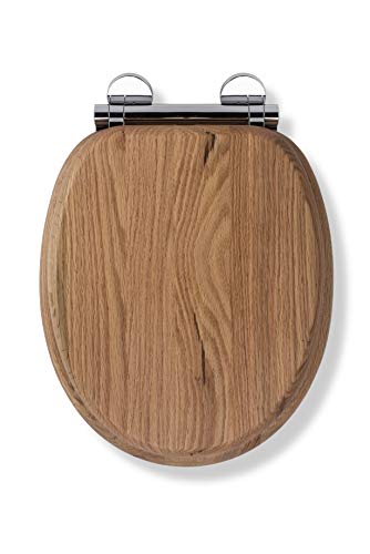Croydex Always Fits Toilettensitz, Eiche, Massives Eichenholz, 41.5 x 36.5 x 6 cm