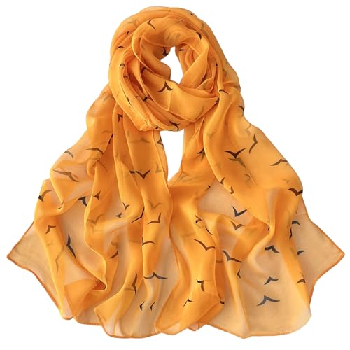 MUNSKT Scarfs for Women Chiffon Scarf Lightweight Plum for Beach Daily Party Banquet (Gull Yellow)