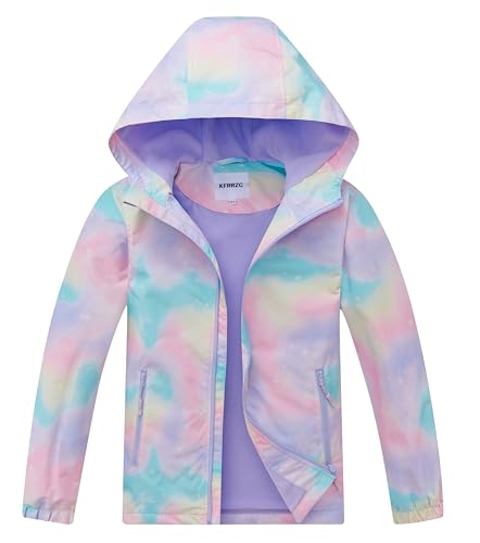 Image of Boys Girls Rain Jackets Waterproof Hooded Fleece Raincoats Lightweight Windbreakers for Kids