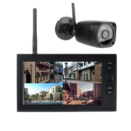 Andoer Sistema di telecamere di sicurezza wireless DVR con telecamera 720P e monitor LCD da 7 pollici Registrazione video manuale/in loop Visione notturna Gamma di trasmissione 30M per casa, ufficio