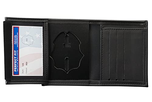 Perfect Fit Shield Wallets Alabama Corrections Hidden Badge Wallet Black Leather Badge and ID Holder (cutout 958)