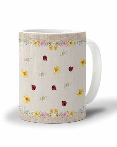 Bexnympi マグカップ キモチマグ コーヒーカップ 350m 電子レンジ 軽い 夏 花 春 ななつ星てんとう虫 デイジー 食洗器対応 贈り物 プレゼント