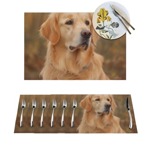Set de table en vinyle robuste 45,7x30,5cm imprimé Golden Retriever de qualité - 2