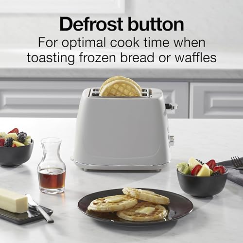 Proctor Silex Plastic 2 Slice Toaster, Bagel, Defrost & Cancel Buttons, Browning Control With 7 Shades, Auto Shutoff, Slide-Out Crumb Tray, Oat White (22660) - Image 5