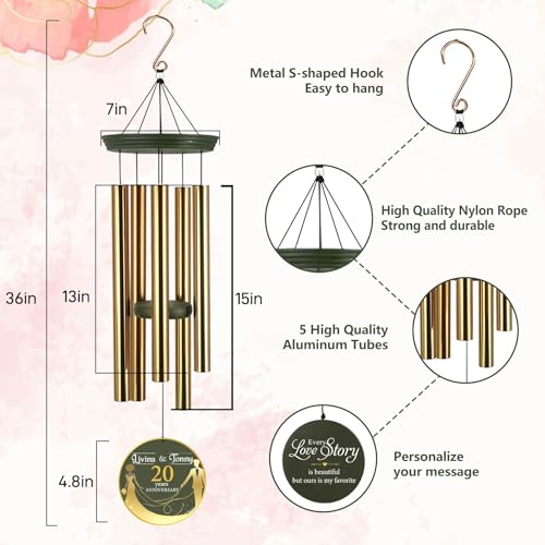 Image of ASTARIN Wedding Memory Day Gifts Wind Chimes Customized, Personalized Wind Chimes 2025, for Couple Women Men, Deep Tone Wooden Windchime