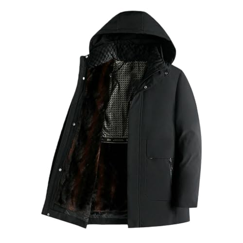 Veste d'hiver homme à capuche doublée peluche avec doublure amovible noire