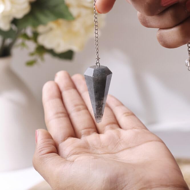 Image of Grey Agate Point Pendulum | Natural Gemstone Dowsing & Divination Tool for Reiki, Chakra Balancing, Meditation, Energy Healing & Spiritual Guidance 1 Pc